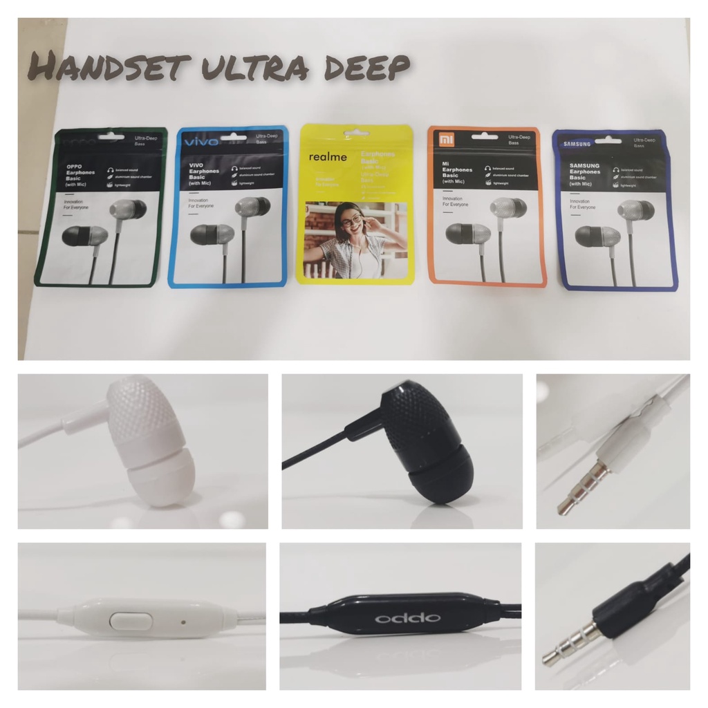 HF / HANDSFREE / HEADSET / EARPHONE BRANDED ULTRA DEEP PACK PLASTIK KLIP JM