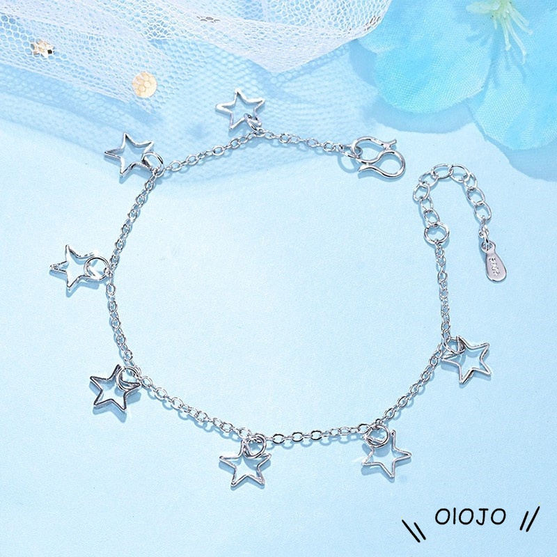 COD Gelang Wanita Korea 925 Perak Berbentuk Hati Rantai Bunga Bintang Liontin Fashion Aksesoris Gelang Hadiah Ulang Tahun-3