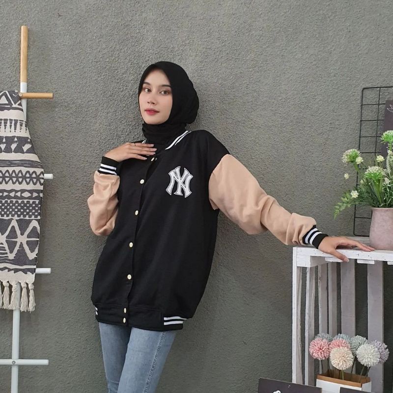 Ny Baseball Varsity Jaket Oversize Jumbo | Baseball Jaket Korean Style | Jaket Varsity Jumbo