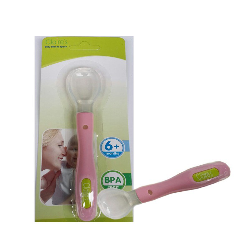 Claire's Silicone Spoon / Sendok Makan Silikon Bayi 6m+ (Tersedia varian warna)