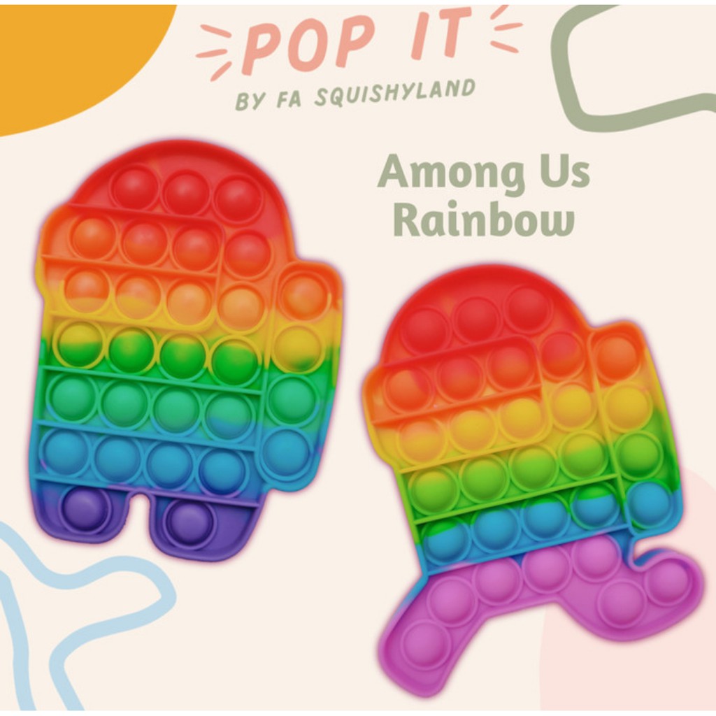 Pop It Fidget Push Mainan Anti Stress Rainbow +/- 12 cm