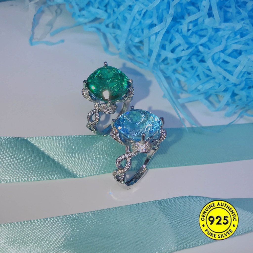Cincin Batu Topaz Aquamarine Alami 15 Karat Untuk Wanita
