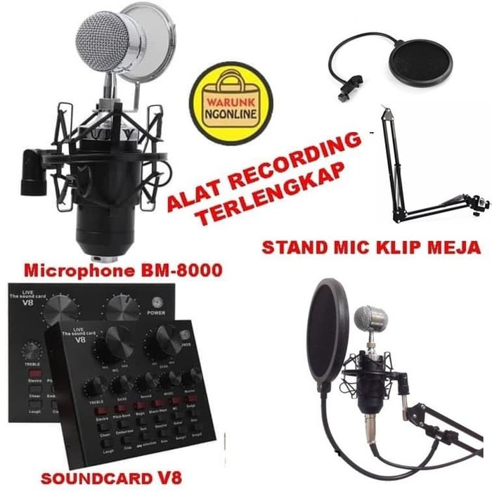 Alat Rekaman / KARAOKE LIVE- smule/youtuber- mic bm8000 - soundcard v8 Diskon