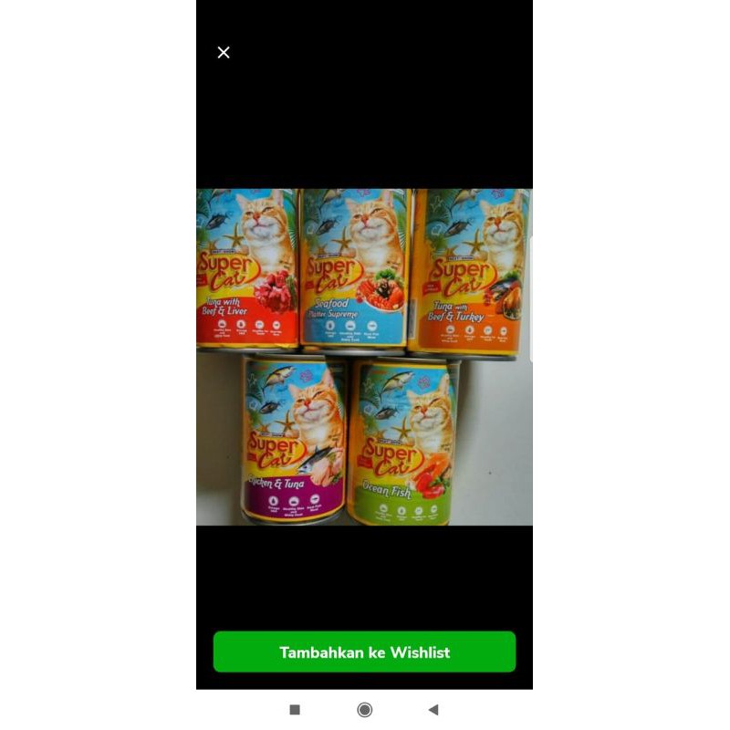 Cat food super cat kalengan all varian 400grm