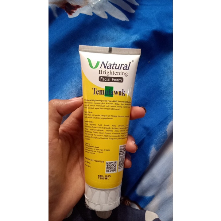 V NATURAL FACIAL FOAM TEMULAWAK 100GR - SABUN WAJAH V NATURAL