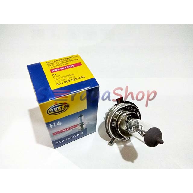 Lampu Halogen H4 24V 100/90W Hella