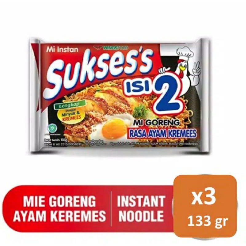 

Mie Sukses Goreng Ayam Kremes 3pcs / Mie Goreng / Mi goreng / Mi Sukses / Mi Instant / Noodle