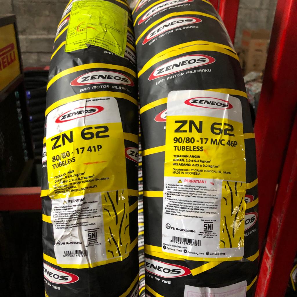 Paket Ban Zeneos ZN62 80 80 &amp; 90 80 17 tubeless motor bebek ZN 62