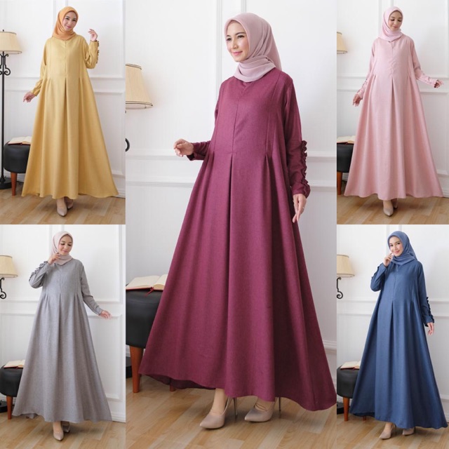 Gamis Cutton Madina Kerut Tangan