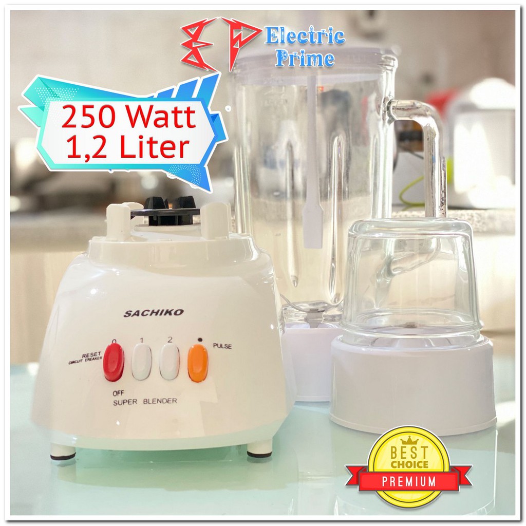 Blender Buah Kaca 2 IN 1 Premium Sachiko 1,2 Liter Bubur Penggiling Daging Cabai Bumbu Kering