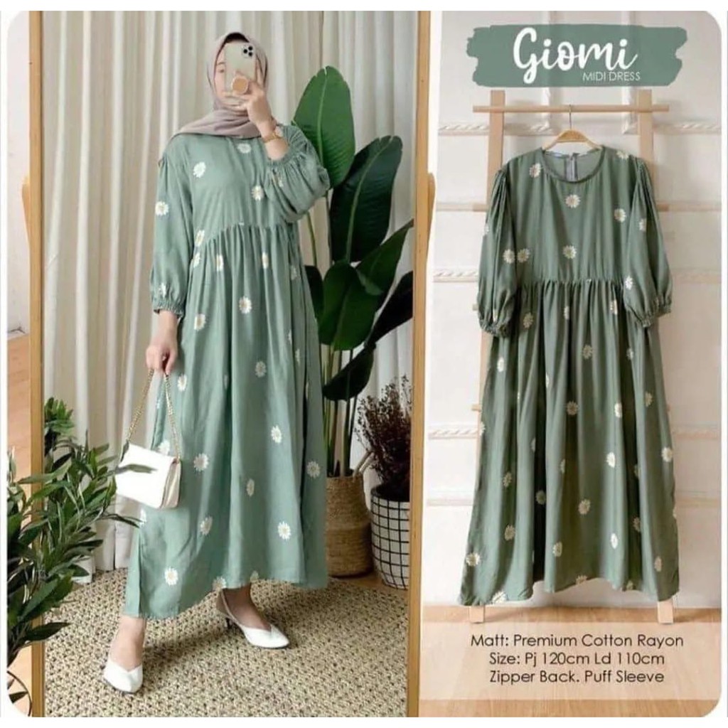 Sanso Midi Dress Gamis Rayon Midi Remaja Terbaru