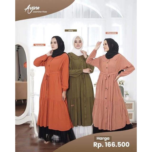 [Ready] ✅ Ayna Long Tunik by Ghina Fashion ✔️ COD ✔️ Tunik ngantor, kuliah, hang out