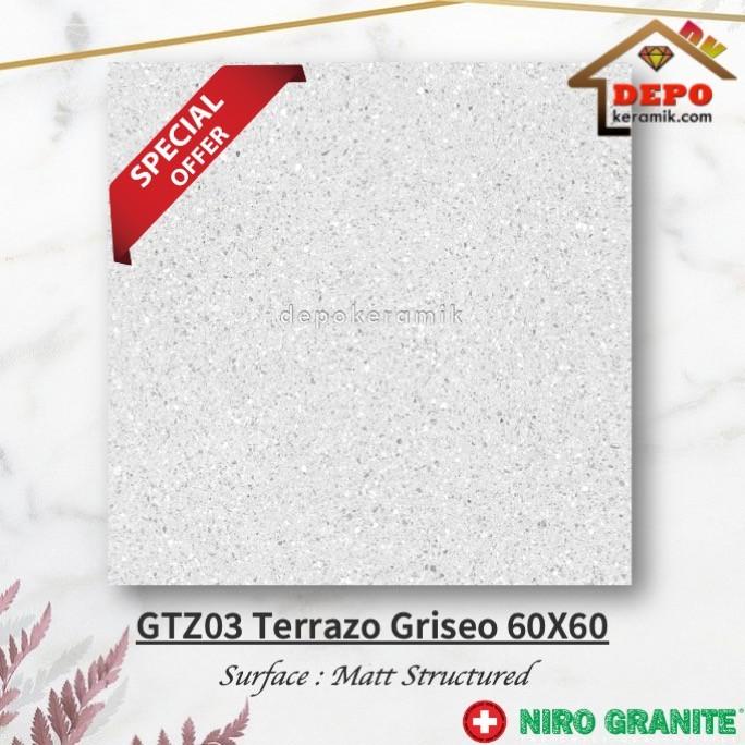 GRANIT Niro GTZ03 Terrazo Griseo 60x60 Kw2 Granit Lantai Kasar Teras Garasi