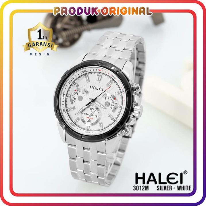 COD (COD) JAM TANGAN PRIA HALEI ORIGINAL 3012 RANTAI SPORT WATER RESISTANT STAINLESS STEEL JAM MURAH
