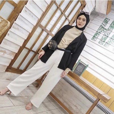 ilook | Kulot Leony Pants Panjang Polos | Bahan Creap - Fit to L