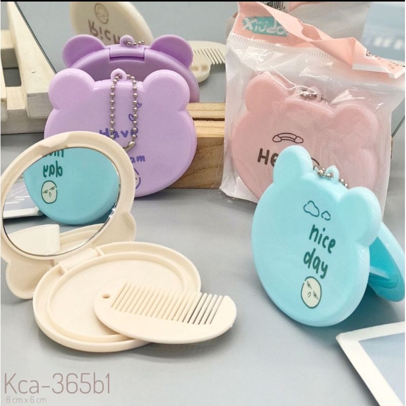 Cermin Sisir Portable Korean style isi 2 Pcs (Cermin + Sisir) Import Best Seller