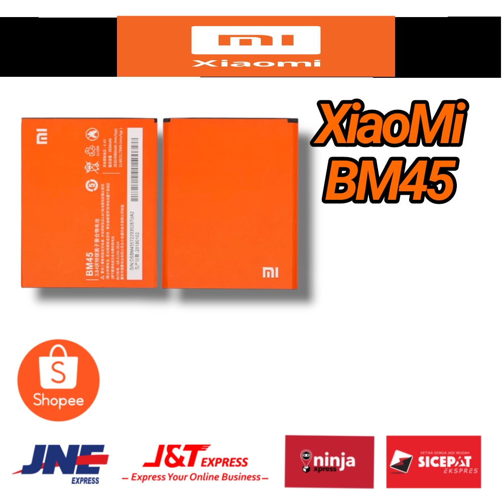 Baterai Batre Battre Battery Xiaomi Redmi Note2 Ori Note 2 BM45 GROSIR DIST