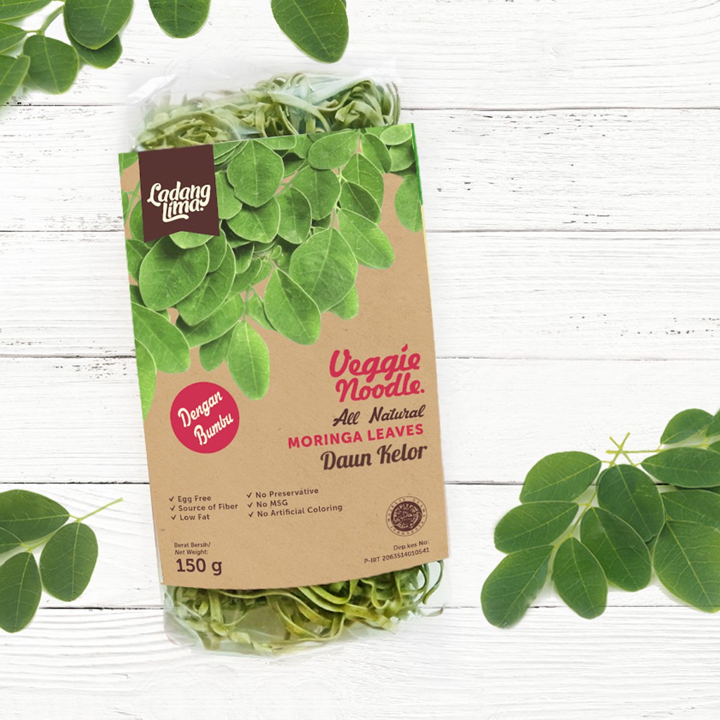 

Ladang Lima MORINGA LEAVES Organic Veggie Noodle, Mie Sehat Sayur Daun Kelor Organik Bumbu Non MSG