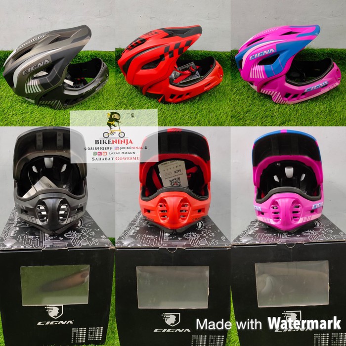 HELM ANAK CIGNA PUSH BIKE FULL FACE HELM SEPEDA - BLACK GOLD