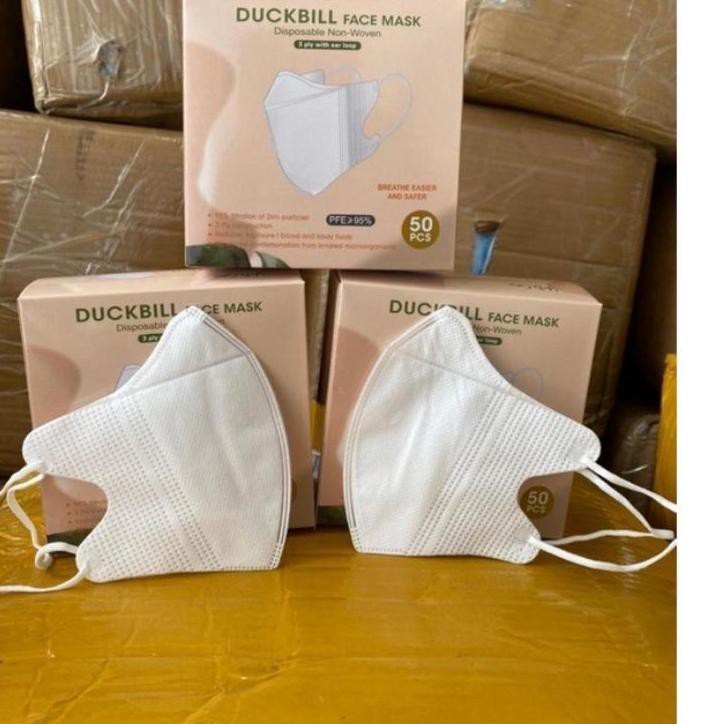 『PROMO』 Masker Duckbill 3 Ply Face Mask Premium Mask Putih Garis seperti Sensi/Masker Duckbill Y&B C