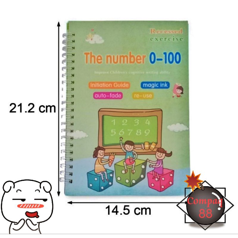 1 set 4 Buku New versi Bahasa Inggris Buku Magic Pratice Book Buku Panduan Belajar Menulis