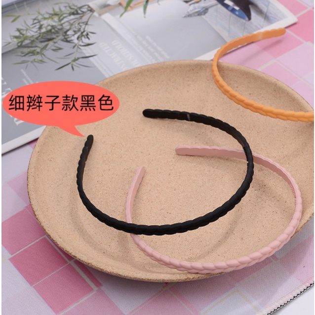 Bando Bandana Korea Wanita Plastik Tipis Polos Kepang 0.5 cm Anthony