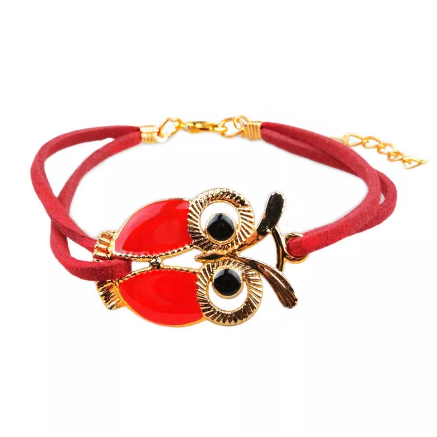 Gelang 18 Cm Adjustable Tangan-Anyaman Kulit Gelang untuk Wanita String Burung Hantu Gelang Pacar Hadiah