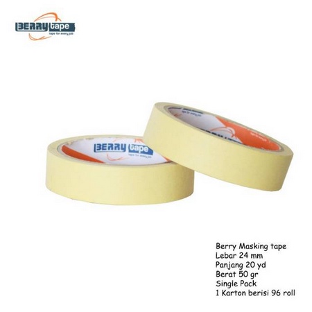 

Lakban Kertas Masking Tape Berry 1" 24 mm x 20 yard