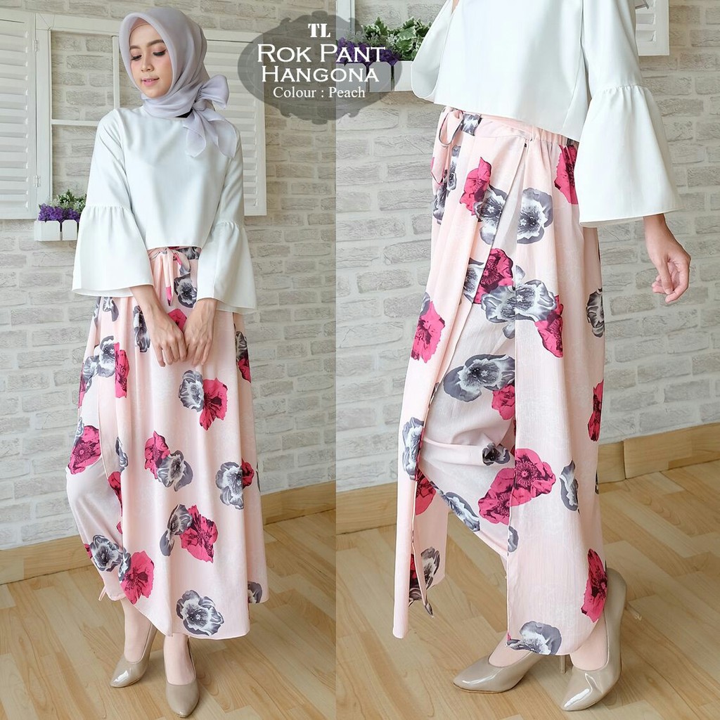 Rok Pant Hanggona Peach Busana Muslim Kekinian Celana Muslim Modern