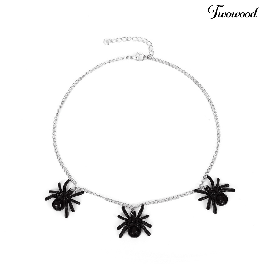 Twowood Three Spider-Shaped Pendants Women Necklace Classic Alloy Exaggerated Gothic Halloween Necklace Party Jewelry