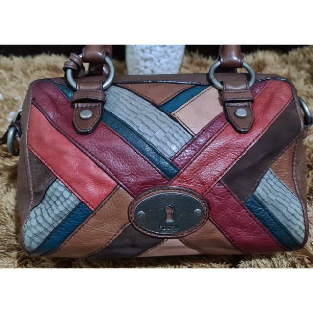 Tas fossil maddox satchel dark patchwork size L