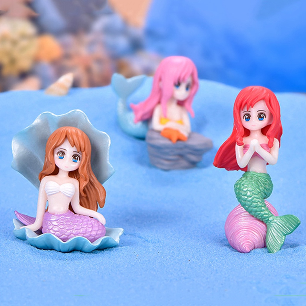 4pcs Ornamen Miniatur Kartun Mermaid Kerang Laut Bahan Resin Untuk Dekorasi Taman Bonsai