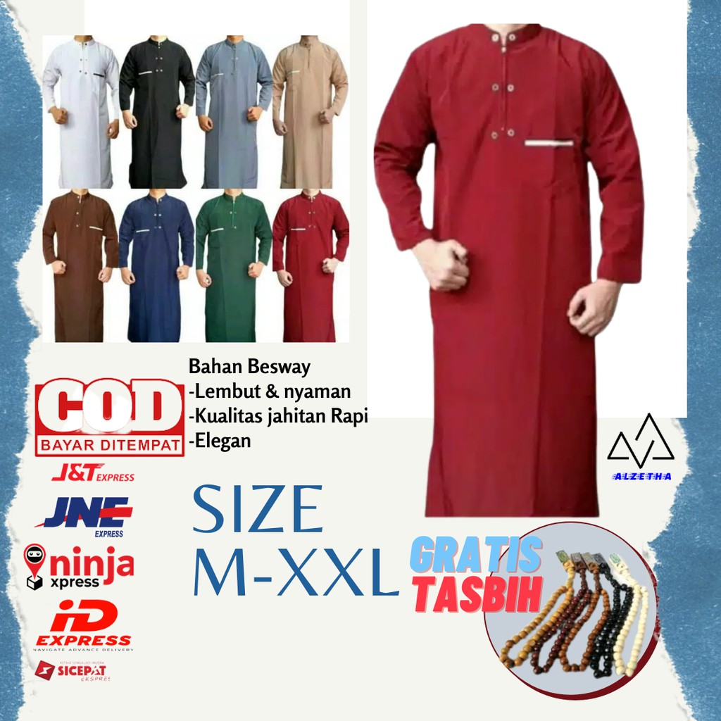 JUBAH GAMIS PRIA DEWASA PAKISTAN KURTA ARAB BAJU MUSLIM PRIA PREMIUM