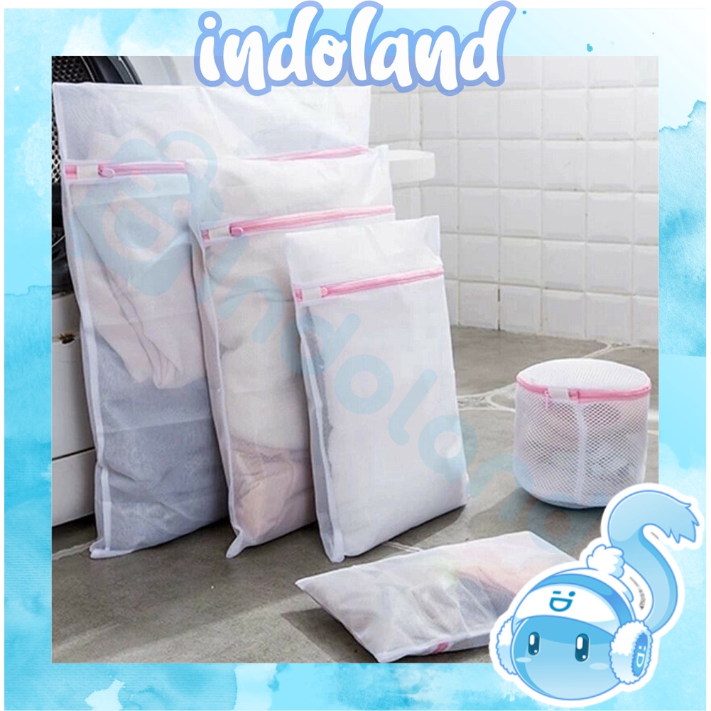 ☀ INDOLAND ☀  Laundry Bag Jaring Baju Kotor Kantong Mesin Cuci Bahan Jaring dan Resleting Untuk Pakaian / Dalam R011 R627
