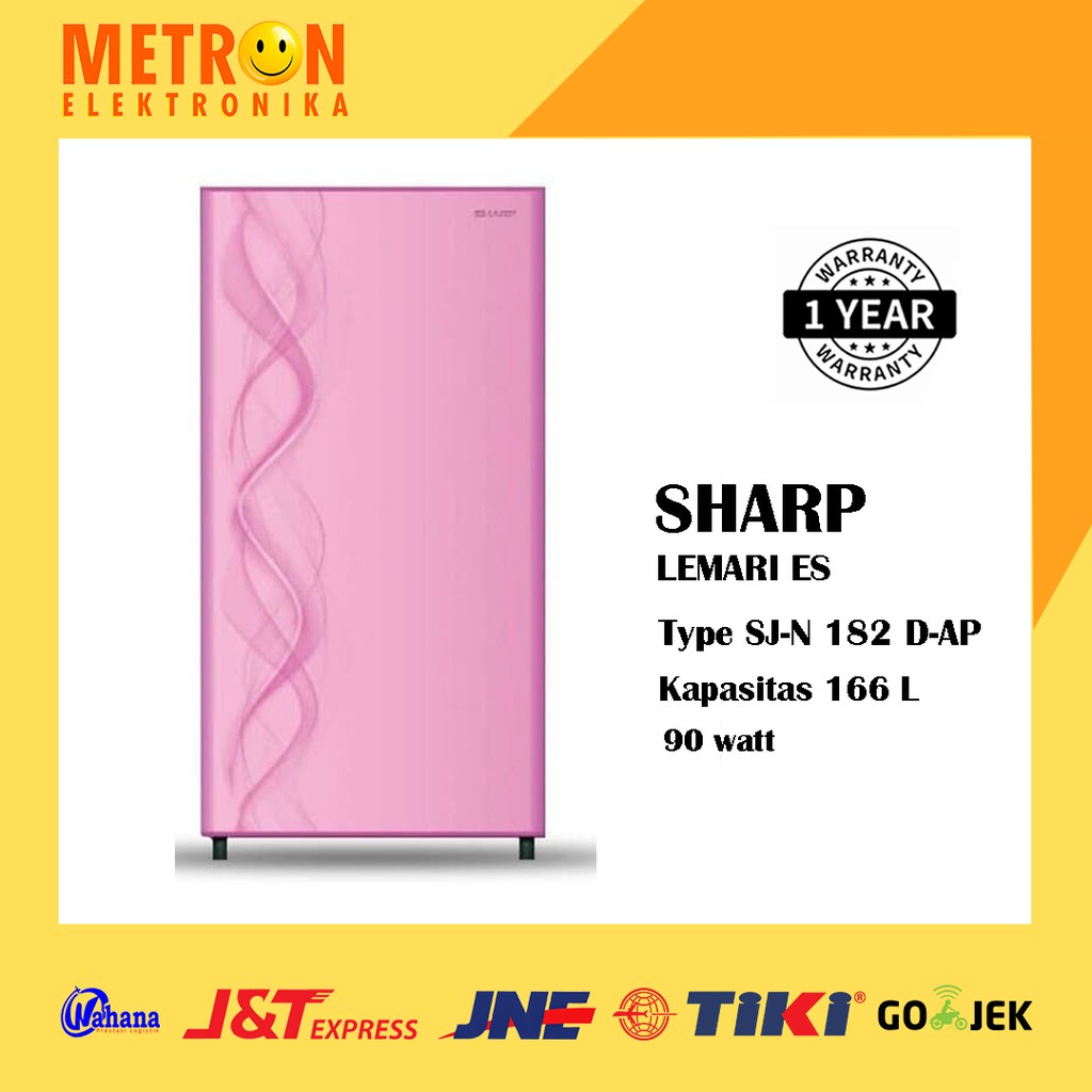 SHARP SJ N 182 D AP / AURORA PINK KULKAS LEMARI ES 1 PINTU 166 LITER / SJN182DAP