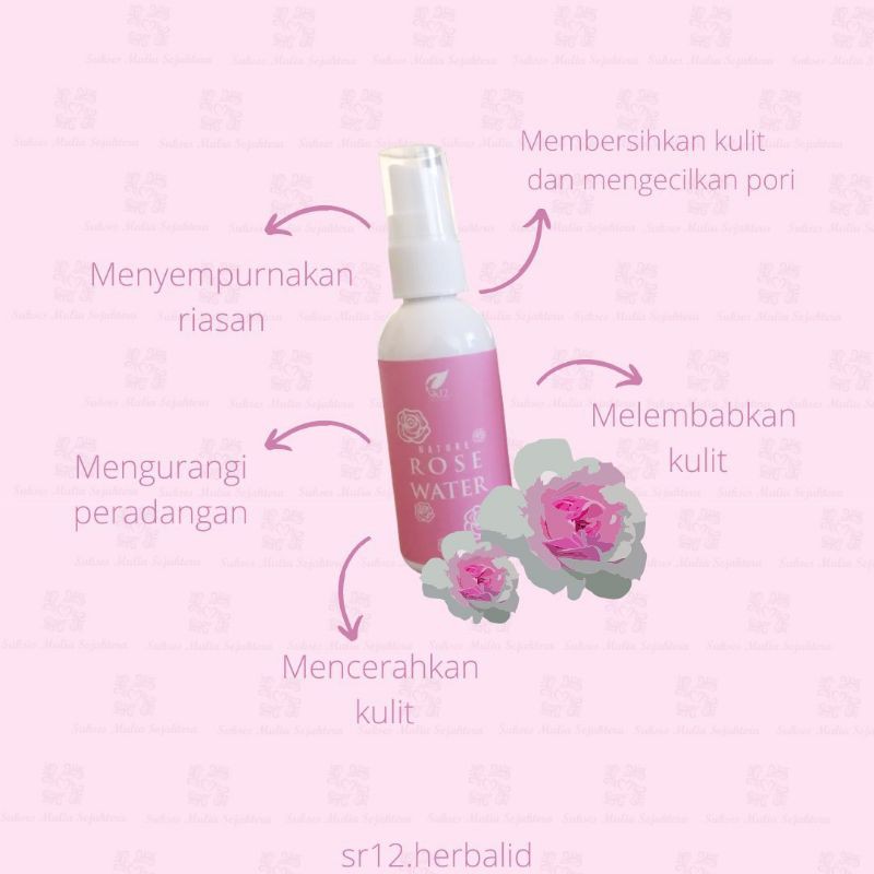 AIR MAWAR ASLI SR12 MEMBUAT MAKE UP TAHAN LAMA ROSE WATER AIR MAWAR MIST FLEK HITAM FACIAL SPRAY BPO