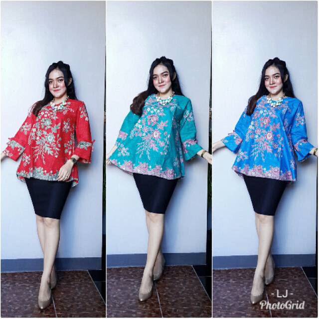 Blouse Batik Lonceng Warna Modern / Blus Batik Jumbo / Atasan Batik Big Size / Batik Besar