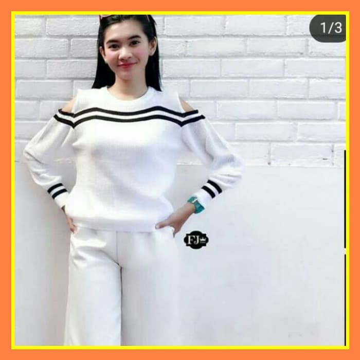 Flora Sabrina Wanita Cewek Baju Rajut Korea Secker