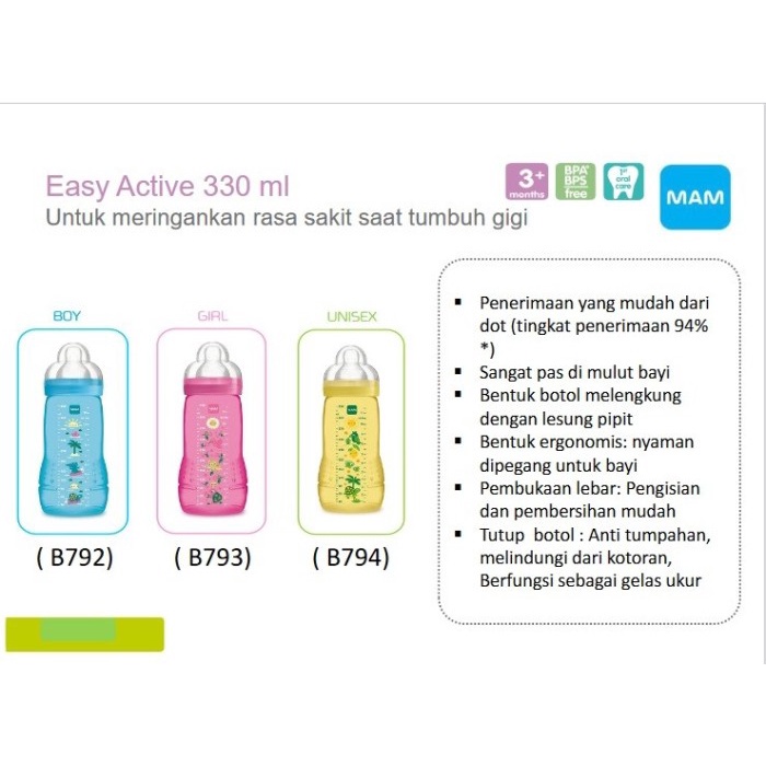 MAM Easy Active Bottle / Pure MAM / Botol Susu Bayi