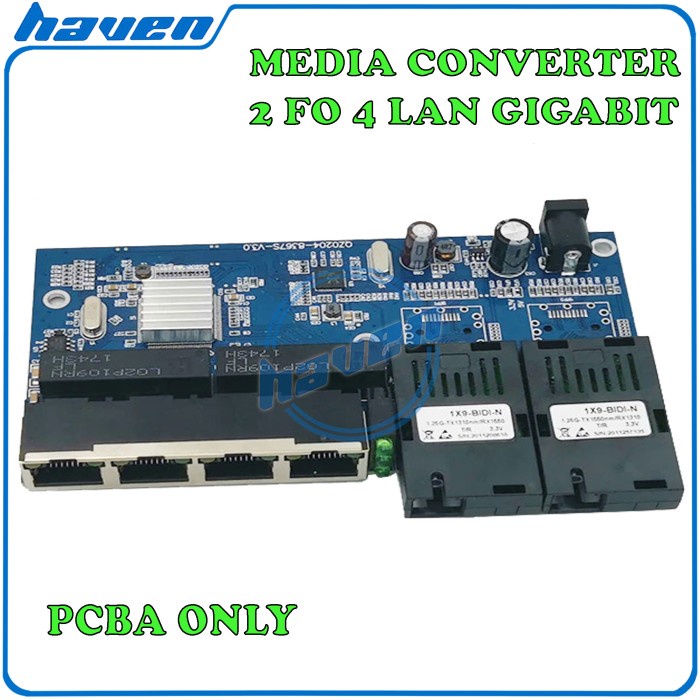 Gigabit Media Converter Fiber Optic 2 Port FO 4 Port LAN PCBA ONLY