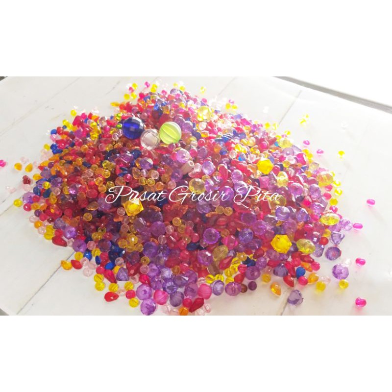 

50 gram Mix Manik Mote Warna | Pusat Grosir Pita