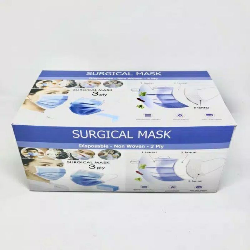 P2 Masker 3ply | Masker Mulut 3 Lapis | Mouth Mask 3 Layers | Masker Biru Muda