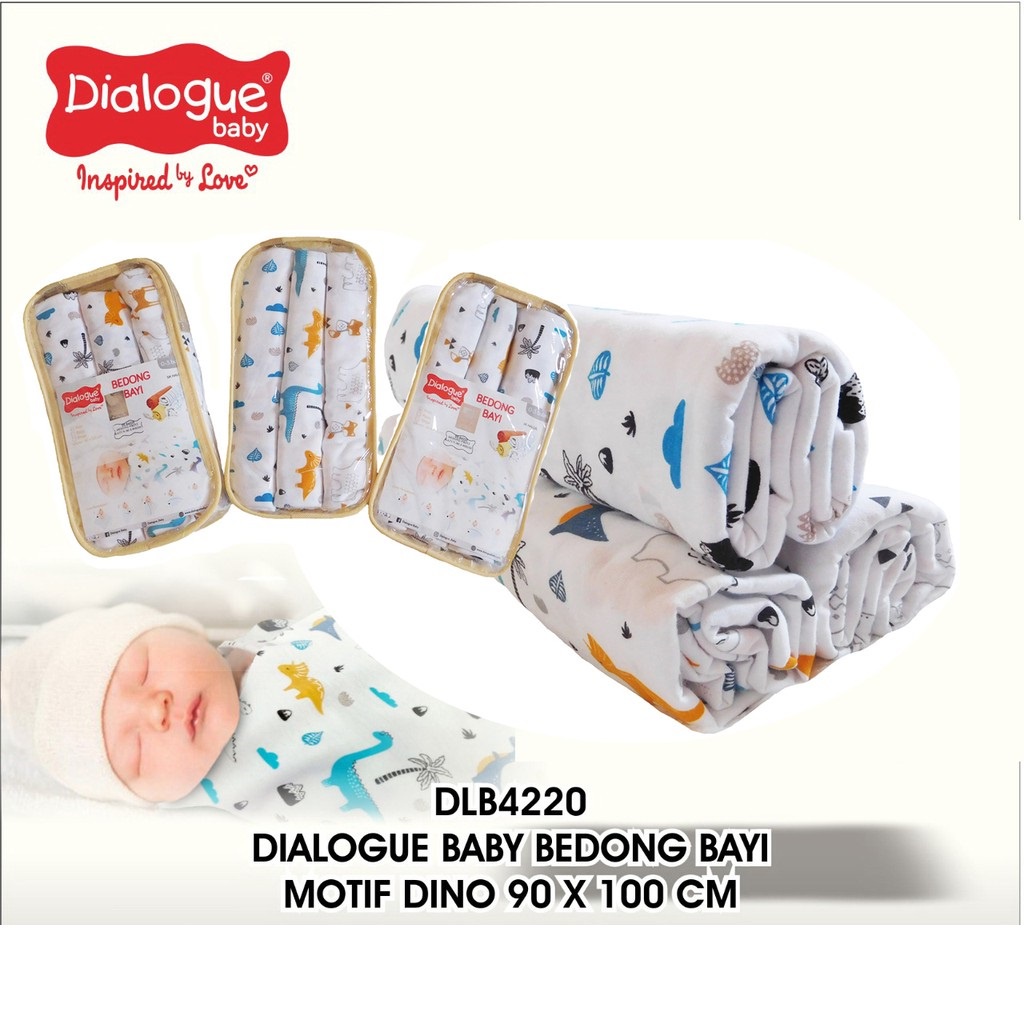 Dialogue Bedong Bayi Katun Print DLB4220 Bedong Bayi Isi 3 Pcs