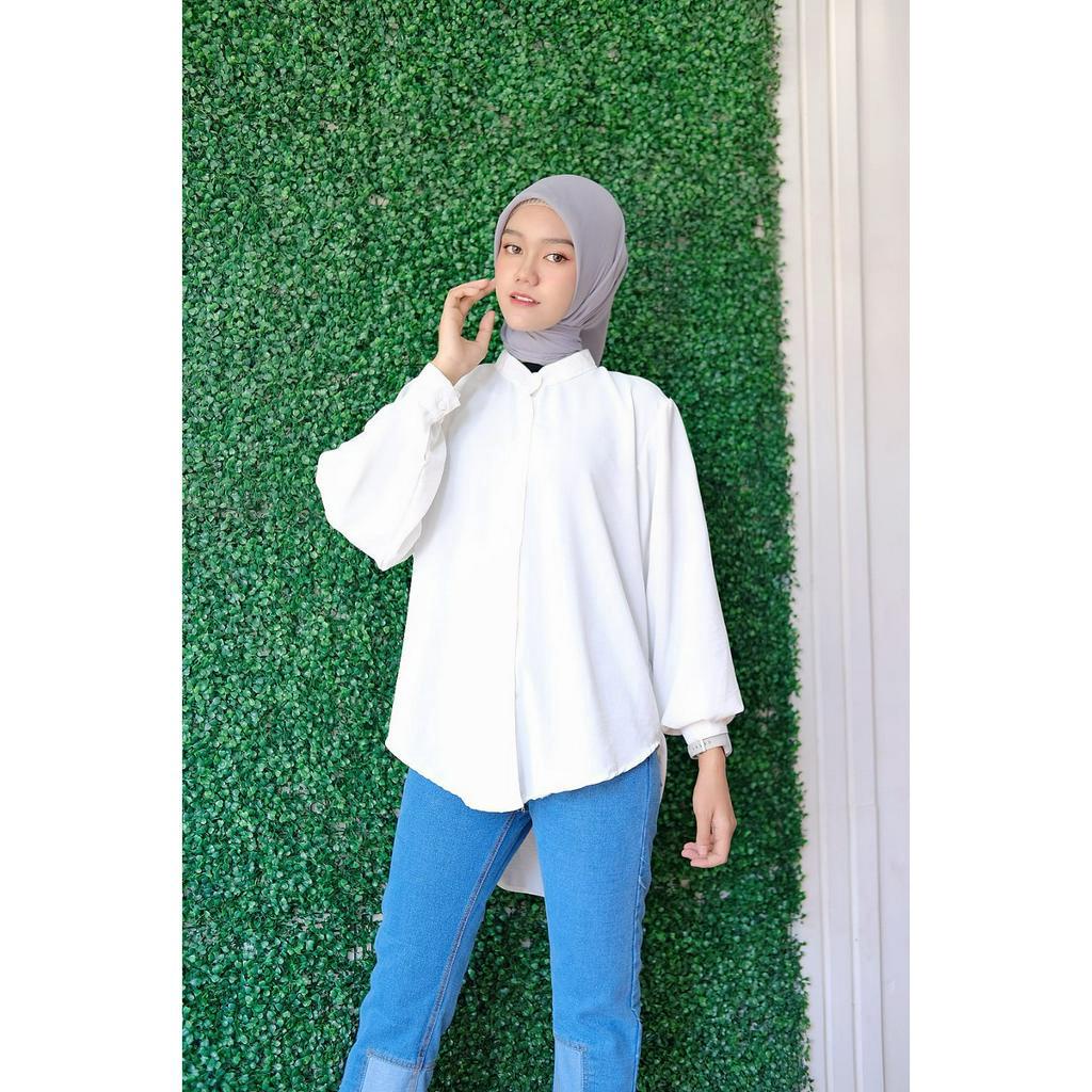 Gewa Kemeja Crinkle Oversized Olivia Shirt - Daily Blouse Oversize Polos - OLIVIA SHIRT KEMEJA WANITA OVERSIZED LINEN