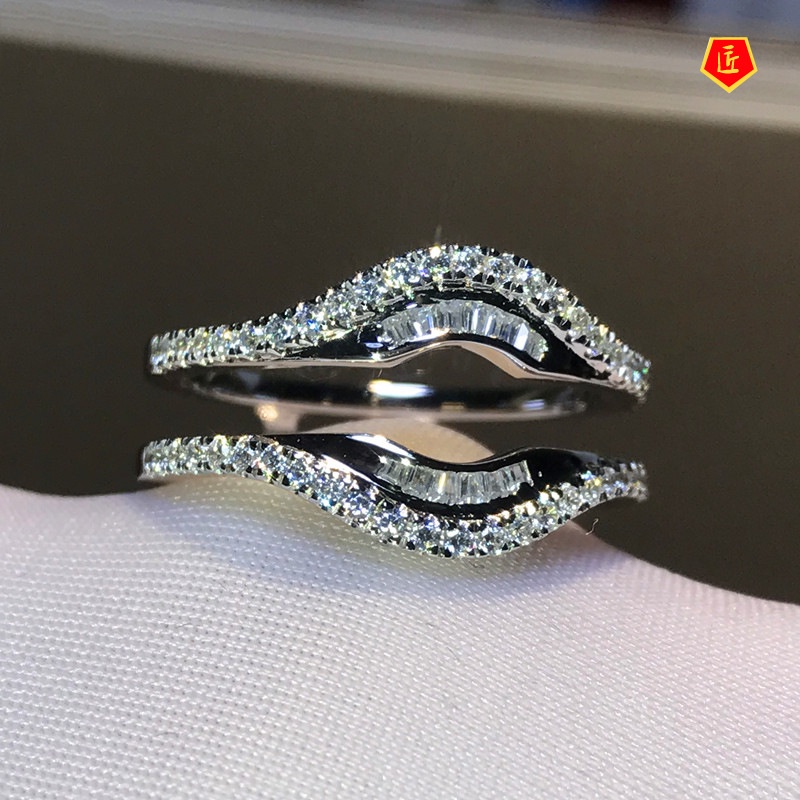 [Ready Stock]S925 Silver T Square Diamond Creative Lip Ring