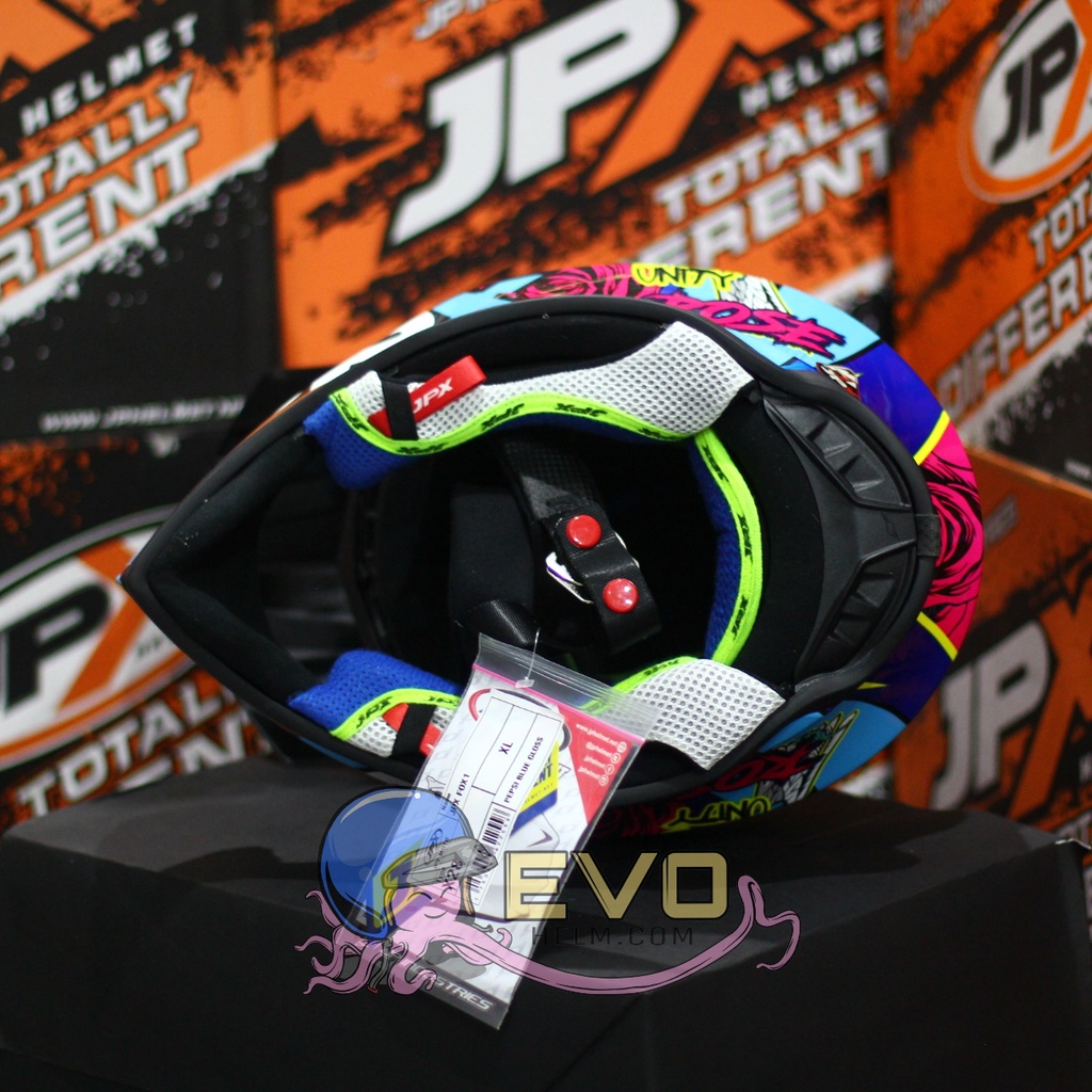 HELM JPX CROSS_FOX1 SERI X28 - PEPSI BLUE GLOSS + GOOGLE SNAIL (ONGKIR 2 KG) HELM JPX X28 BLUE PEPSI HELM JPX BIRU ORIGINAL HELM JPK CROSS JPX HELEM TRAIL JPX HELM JPX TERBARU