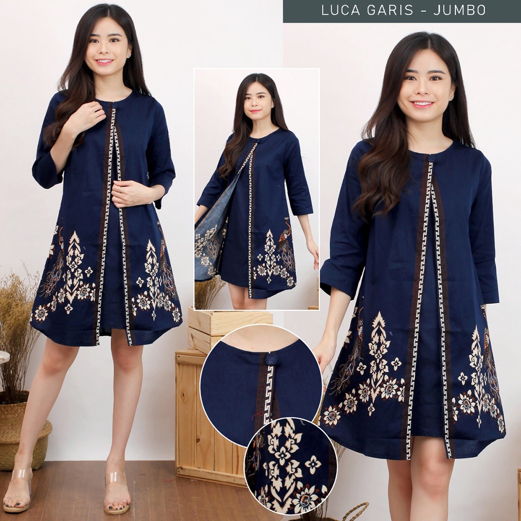 LUCA DRESS STANDAR / JUMB0 / SUPER JUMBO - Dress Batik Jumbo Wanita Terusan Wanita