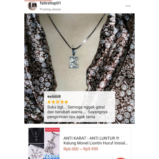 ANTI KARAT - ANTI LUNTUR !!! Kalung Monel Liontin Huruf Inisial A SAMPAI Z