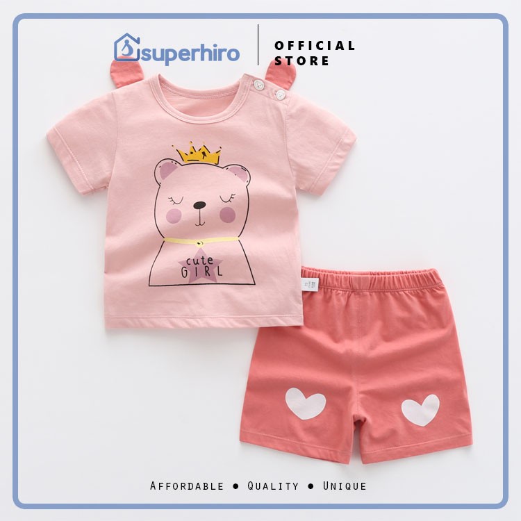 Baju Pakaian Bayi Setelan Pendek 3D Baby Premium Cotton Boy Girl