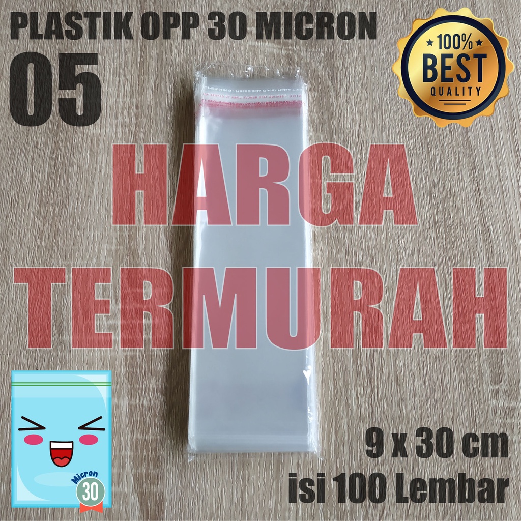 Plastik Opp 9x30 cm Plastik Seal Plastik Opp Lem Plastik Kemasan Tebal 30 Micron